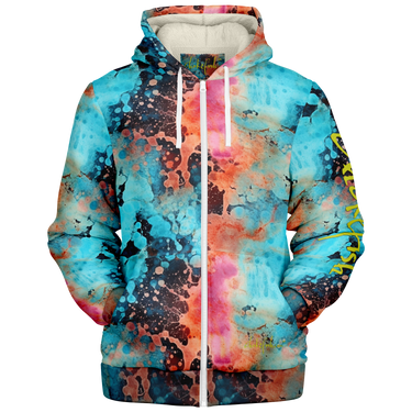 Chokefish™ Microfleece Zip-Up Hoodie Acid-Wash Colors-007